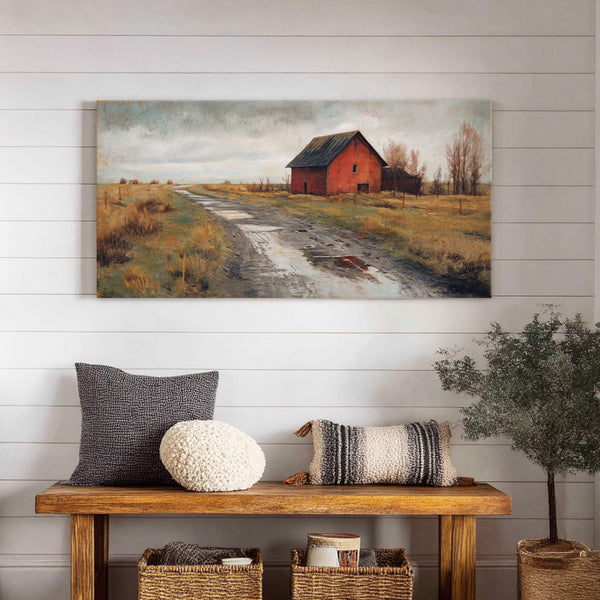 Canvas wall art in interior setting.