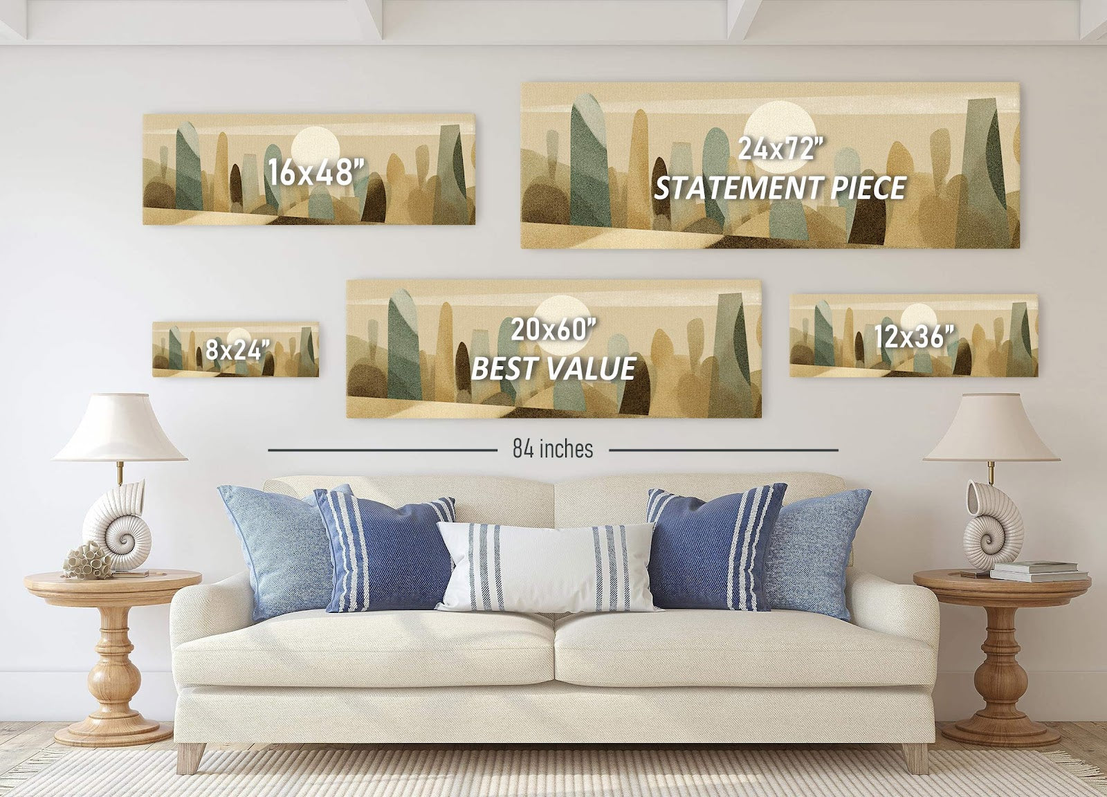 Canvas wall art in interior setting.