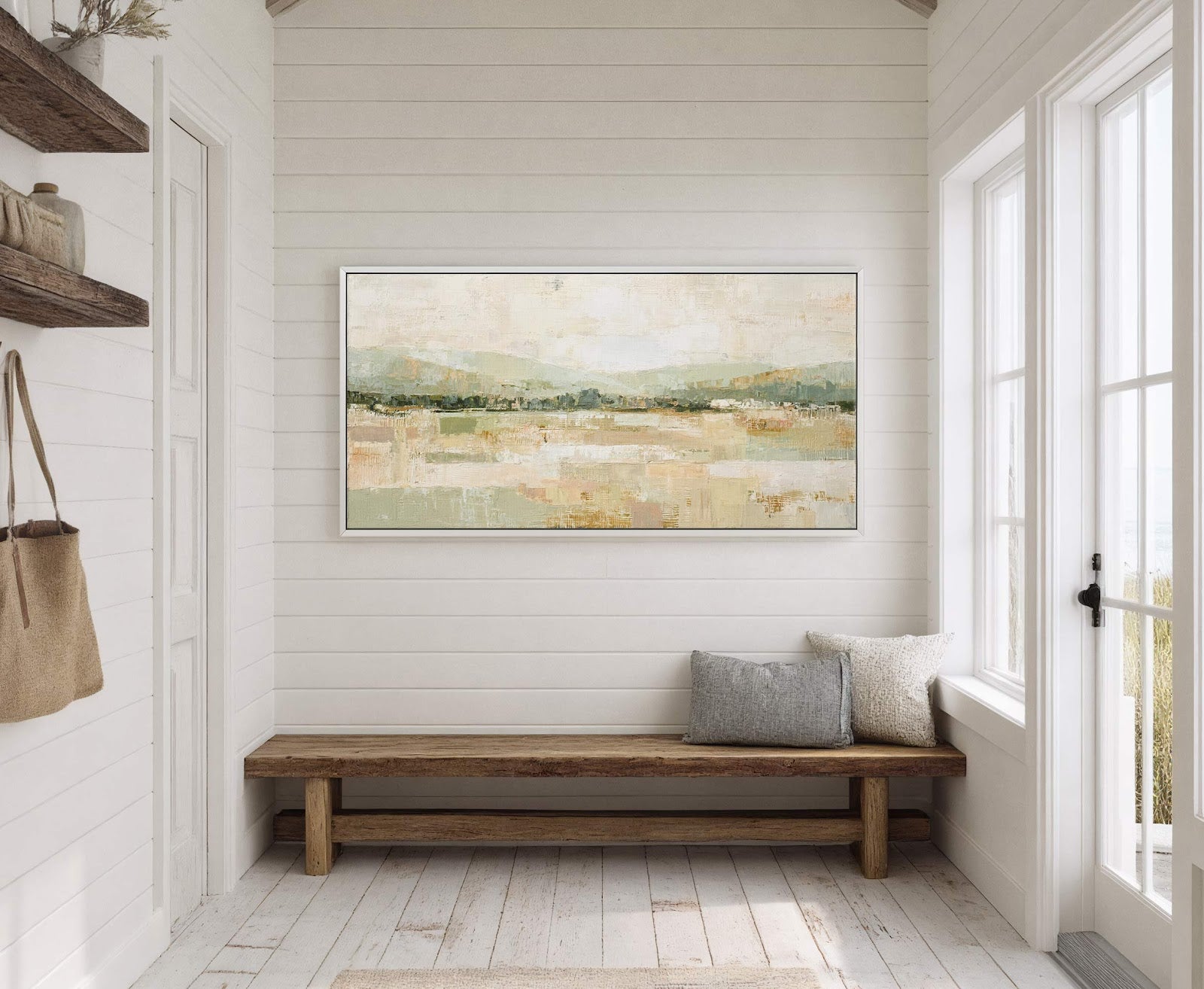 Canvas wall art in interior setting.