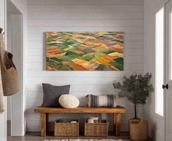 Canvas wall art in interior setting.