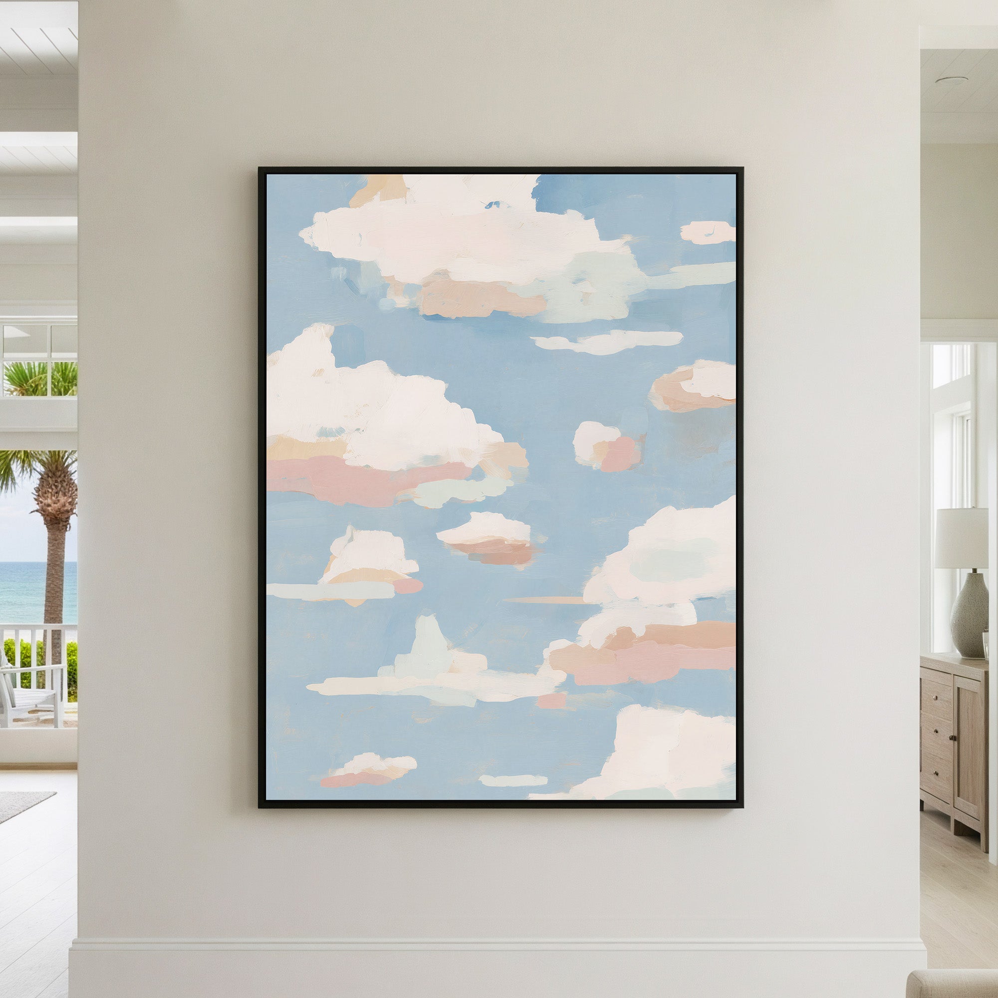 Dreamscape Pastel Cloud Canvas - Abstract Blue Sky Wall Art Print