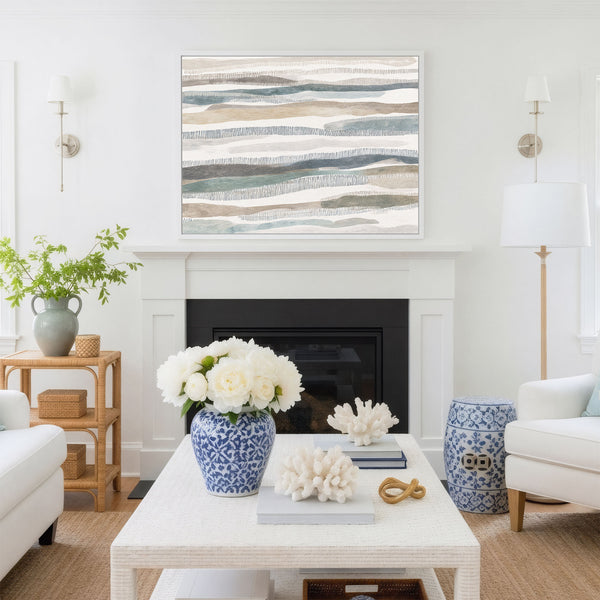 Art abstrait Horizon organique | Impression giclée côtière aux accents naturels