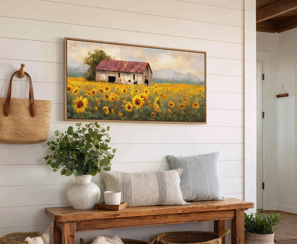 Canvas wall art in interior setting.