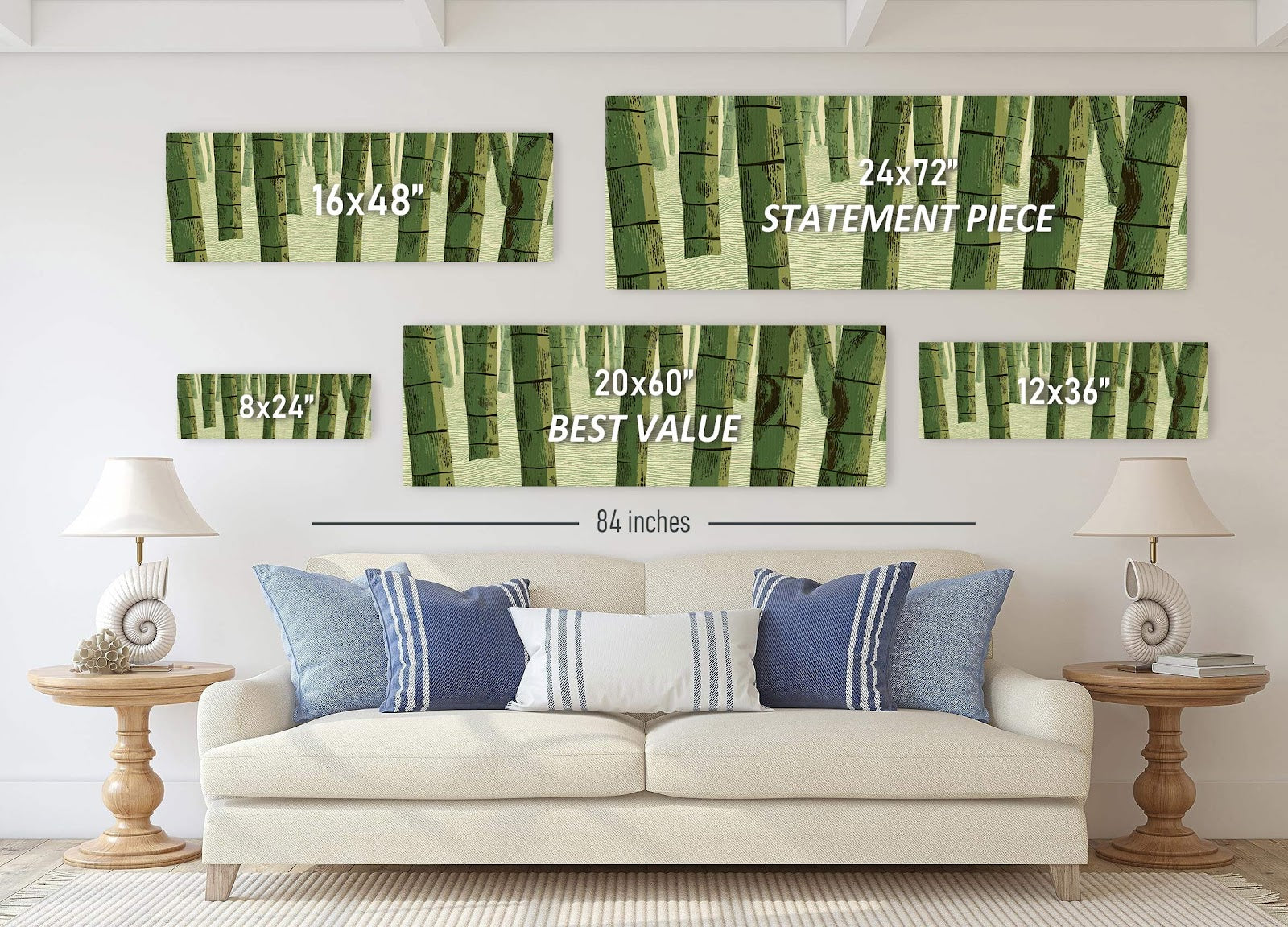 Canvas wall art in interior setting.
