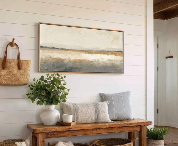 Canvas wall art in interior setting.