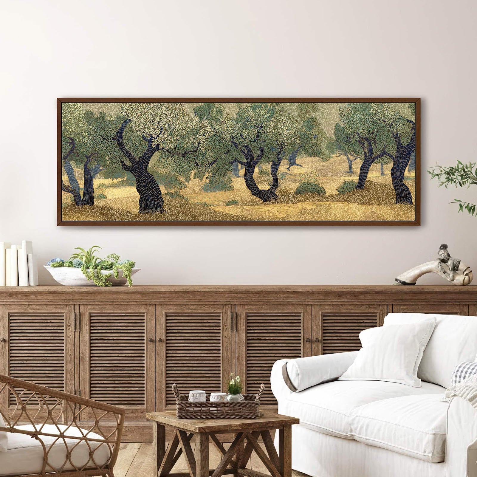 Canvas wall art in interior setting.