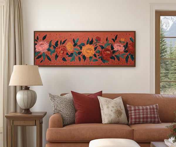 Canvas wall art in interior setting.