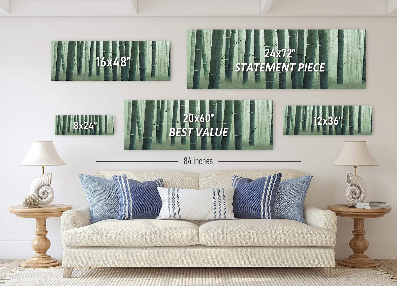 Canvas wall art in interior setting.