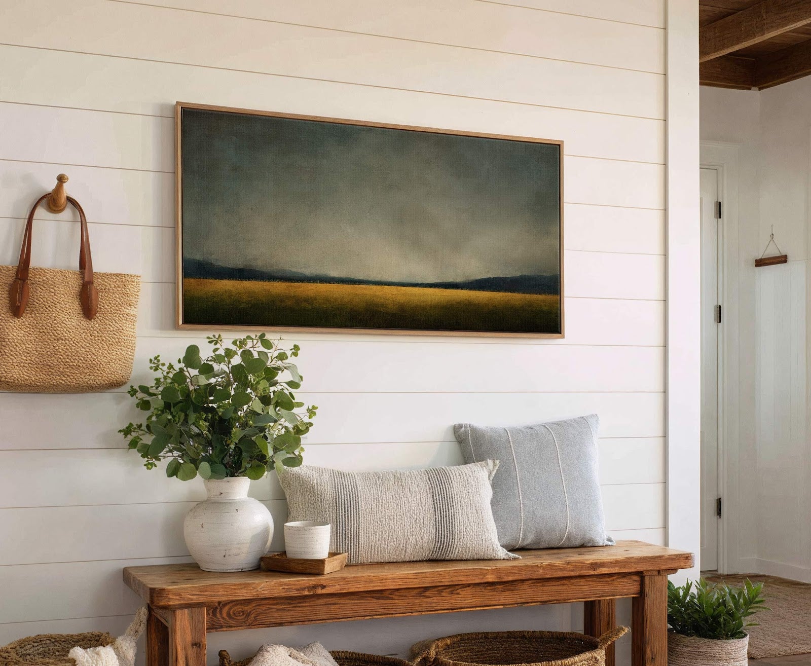 Canvas wall art in interior setting.