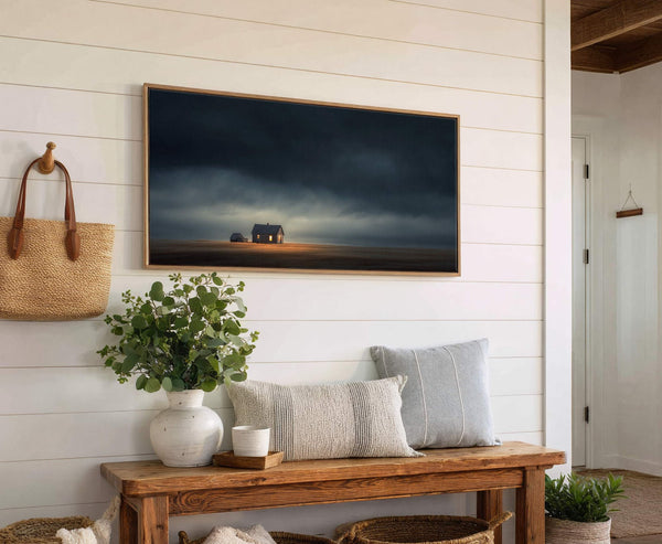 Canvas wall art in interior setting.