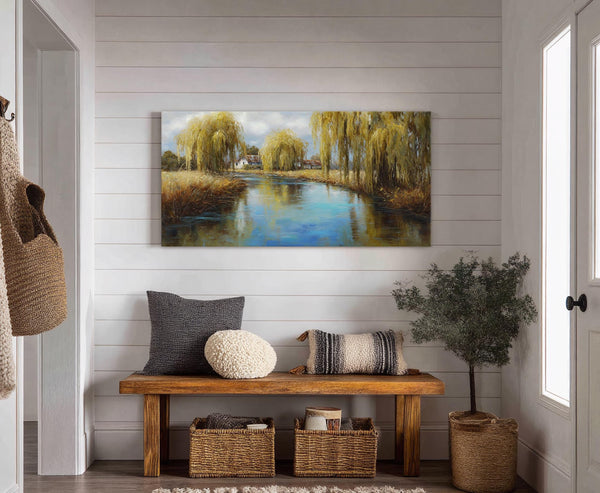 Canvas wall art in interior setting.