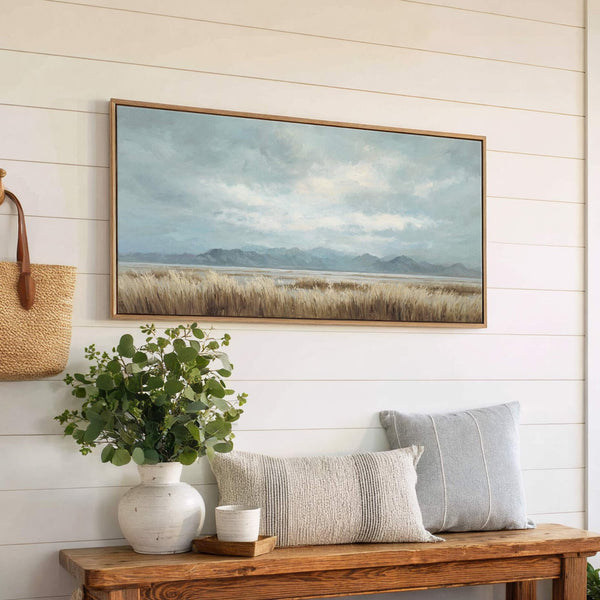 Canvas wall art in interior setting.