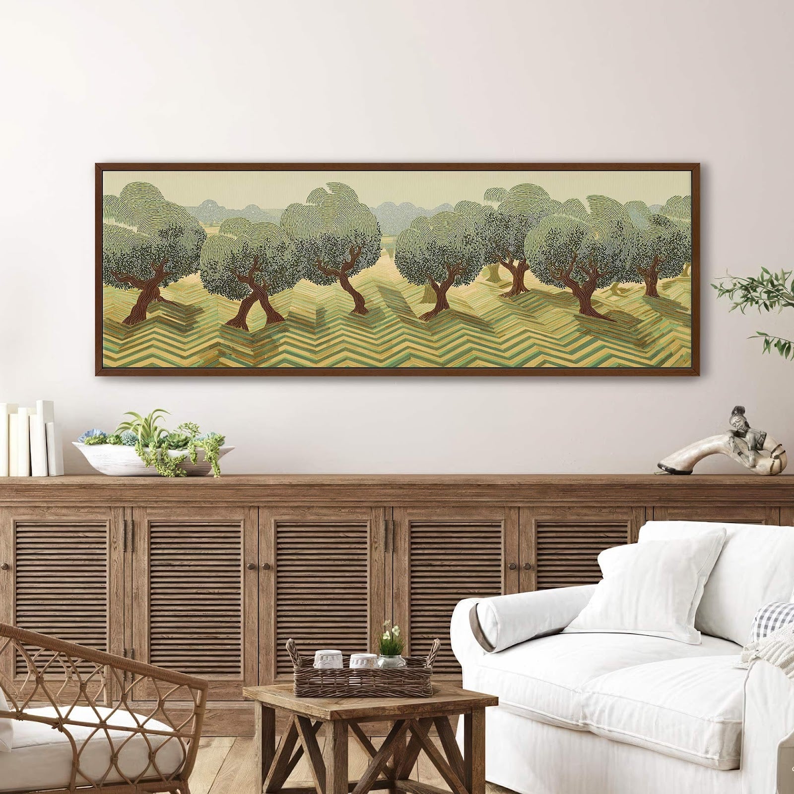 Canvas wall art in interior setting.