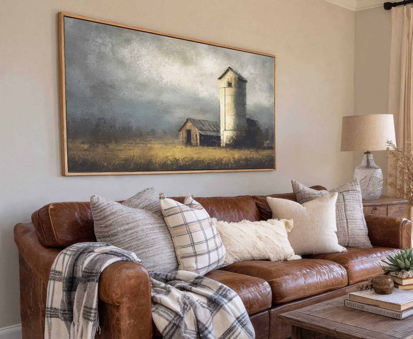 Canvas wall art in interior setting.
