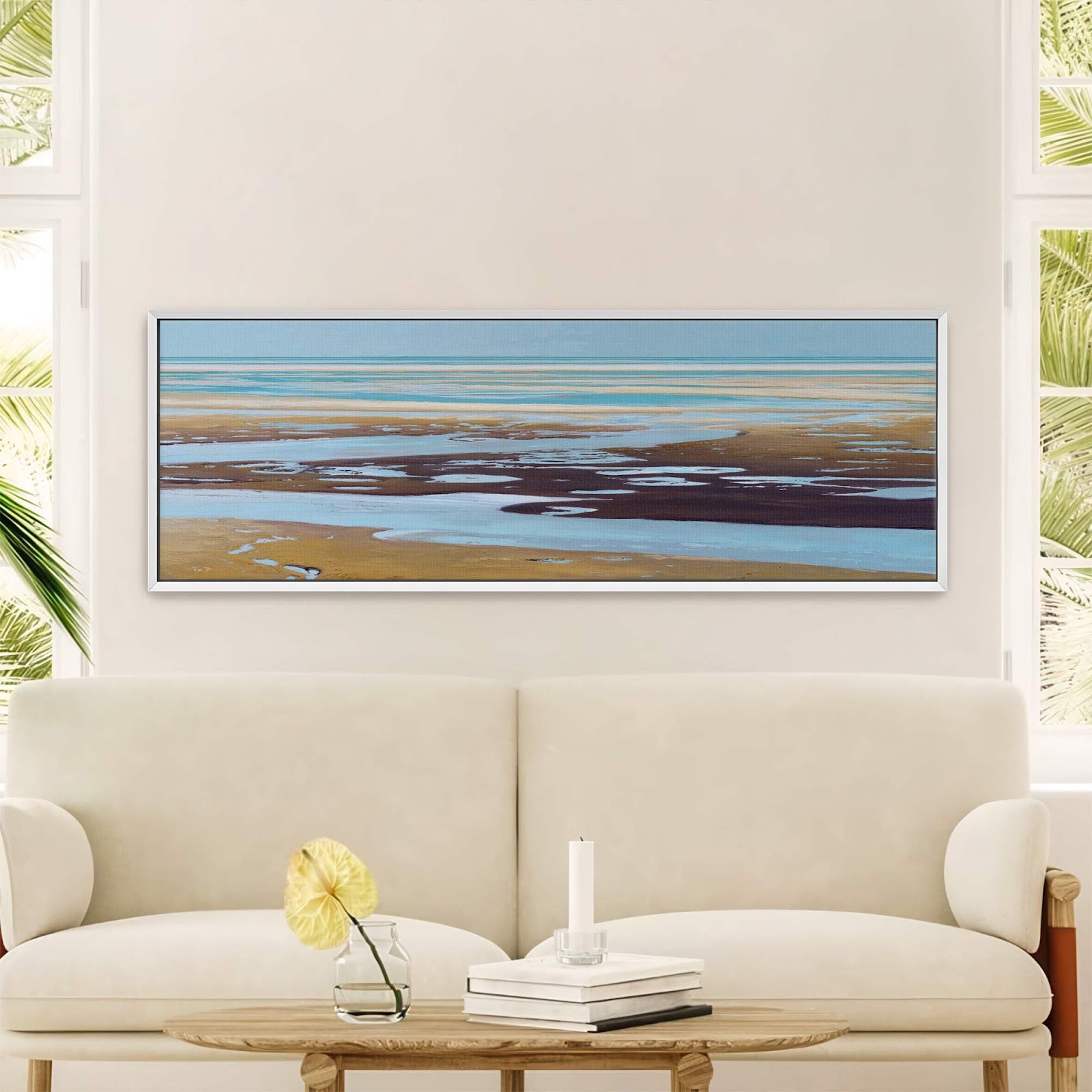 Canvas wall art in interior setting.
