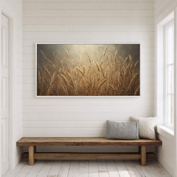 Canvas wall art in interior setting.