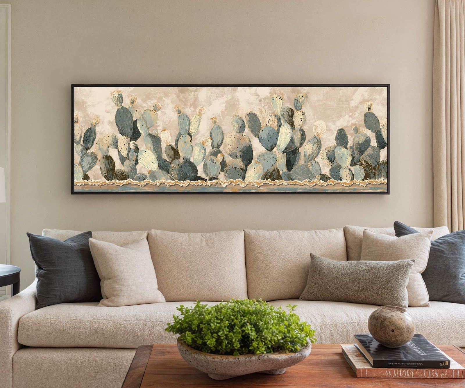 Canvas wall art in interior setting.
