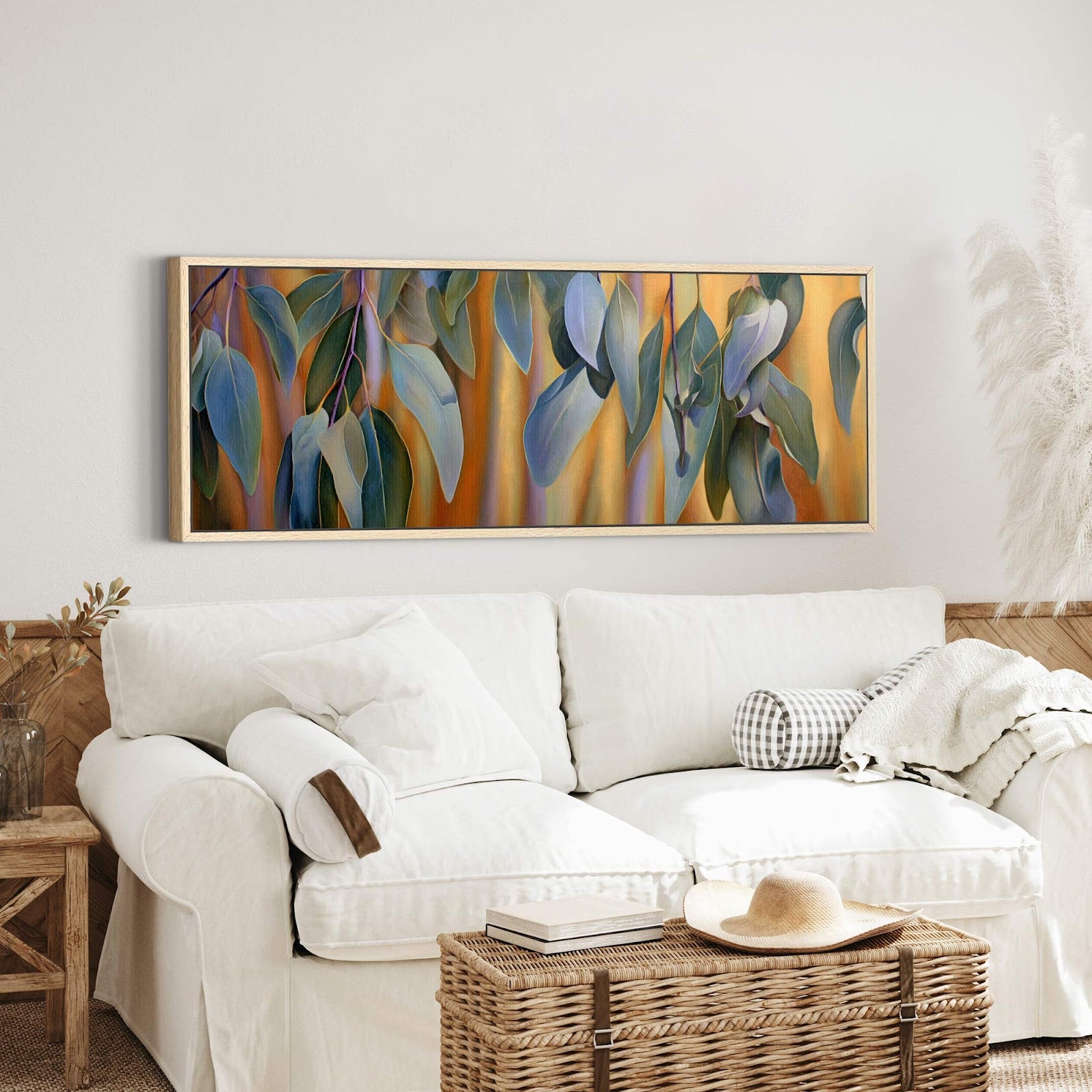Canvas wall art in interior setting.