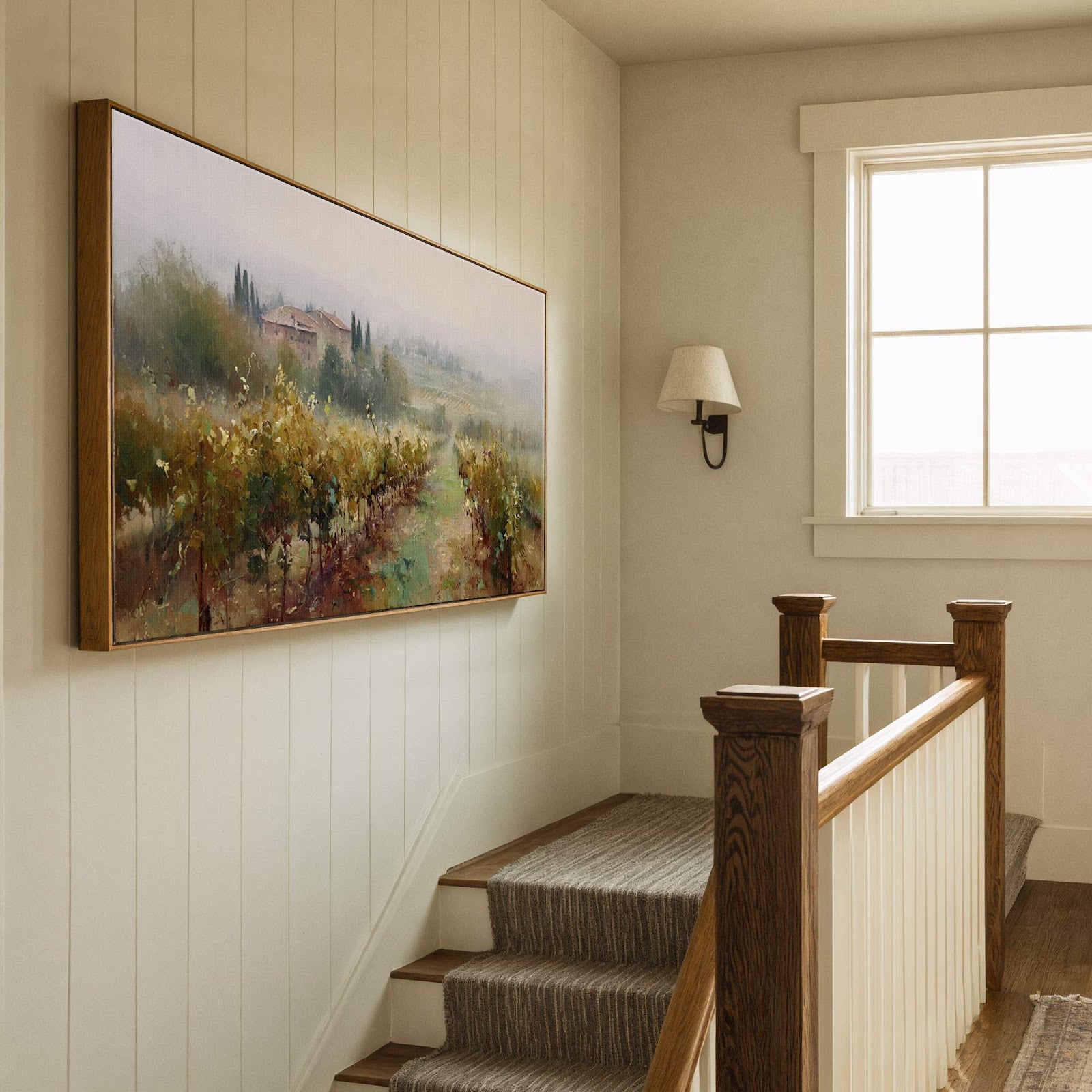 Canvas wall art in interior setting.