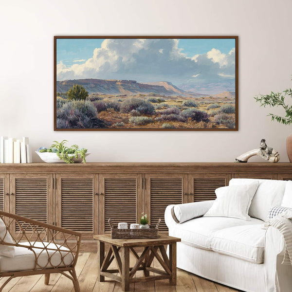 Canvas wall art in interior setting.
