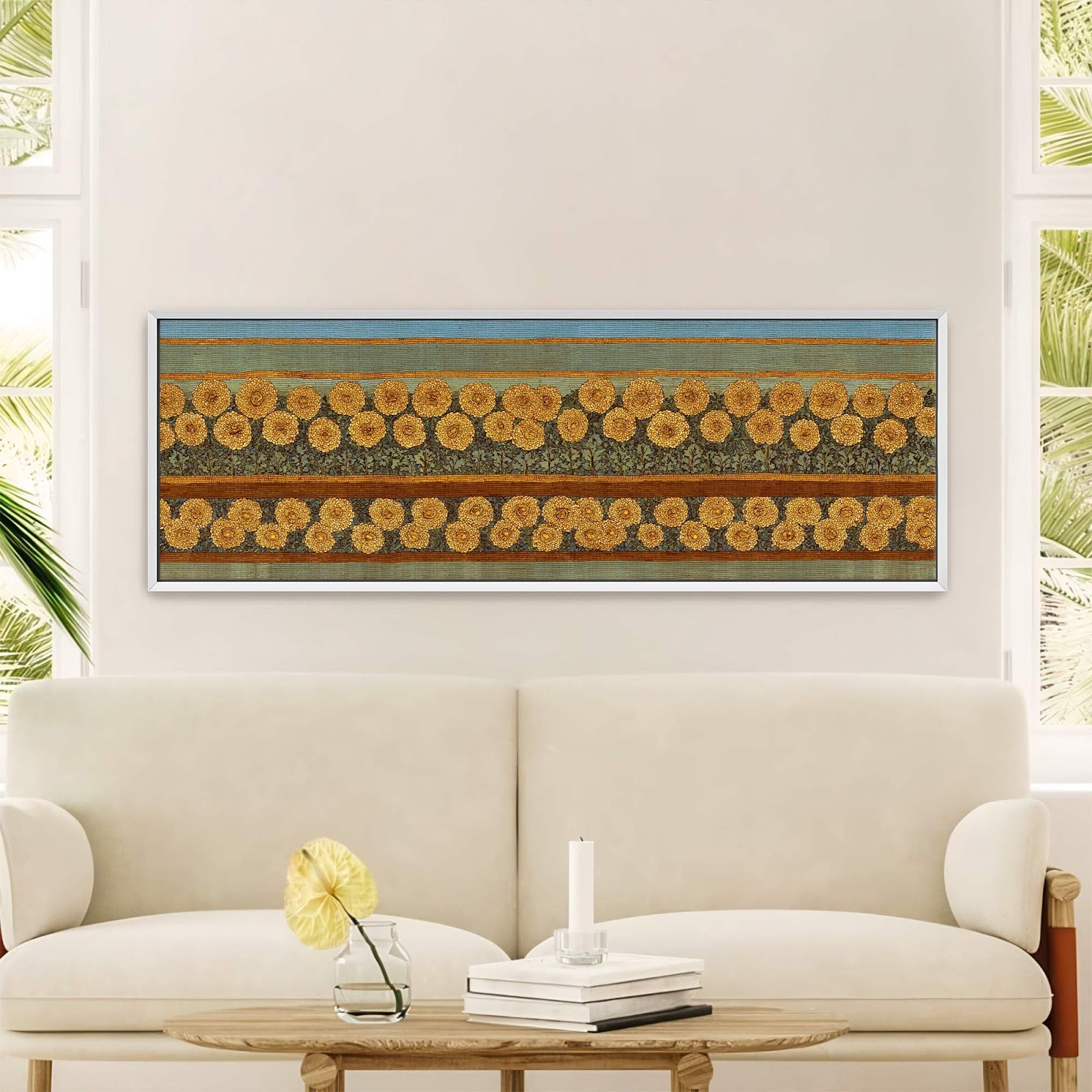 Canvas wall art in interior setting.