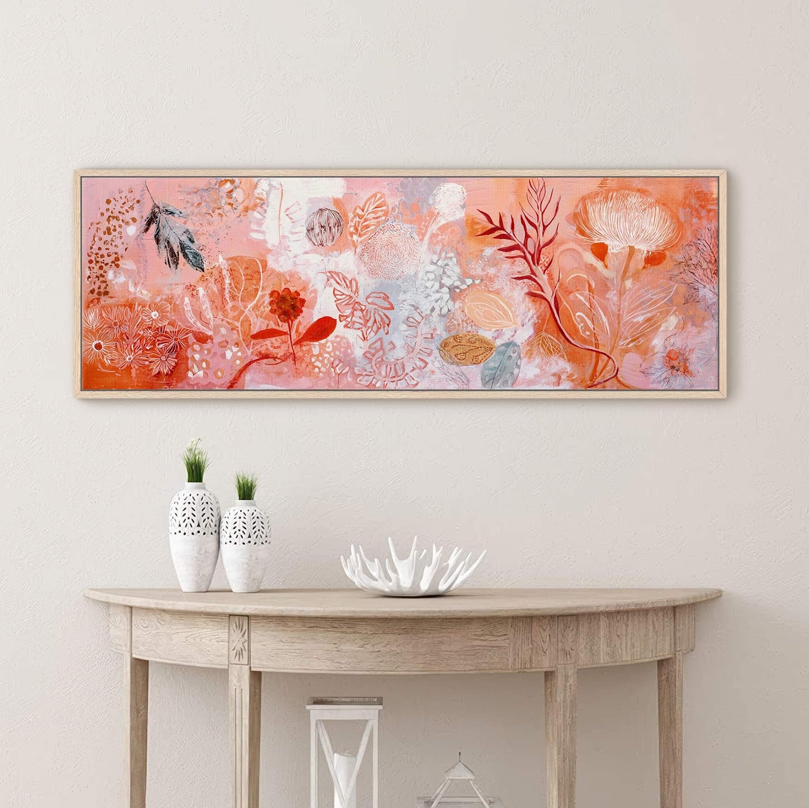 Canvas wall art in interior setting.