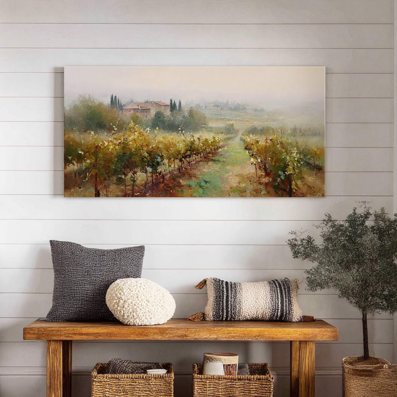 Canvas wall art in interior setting.