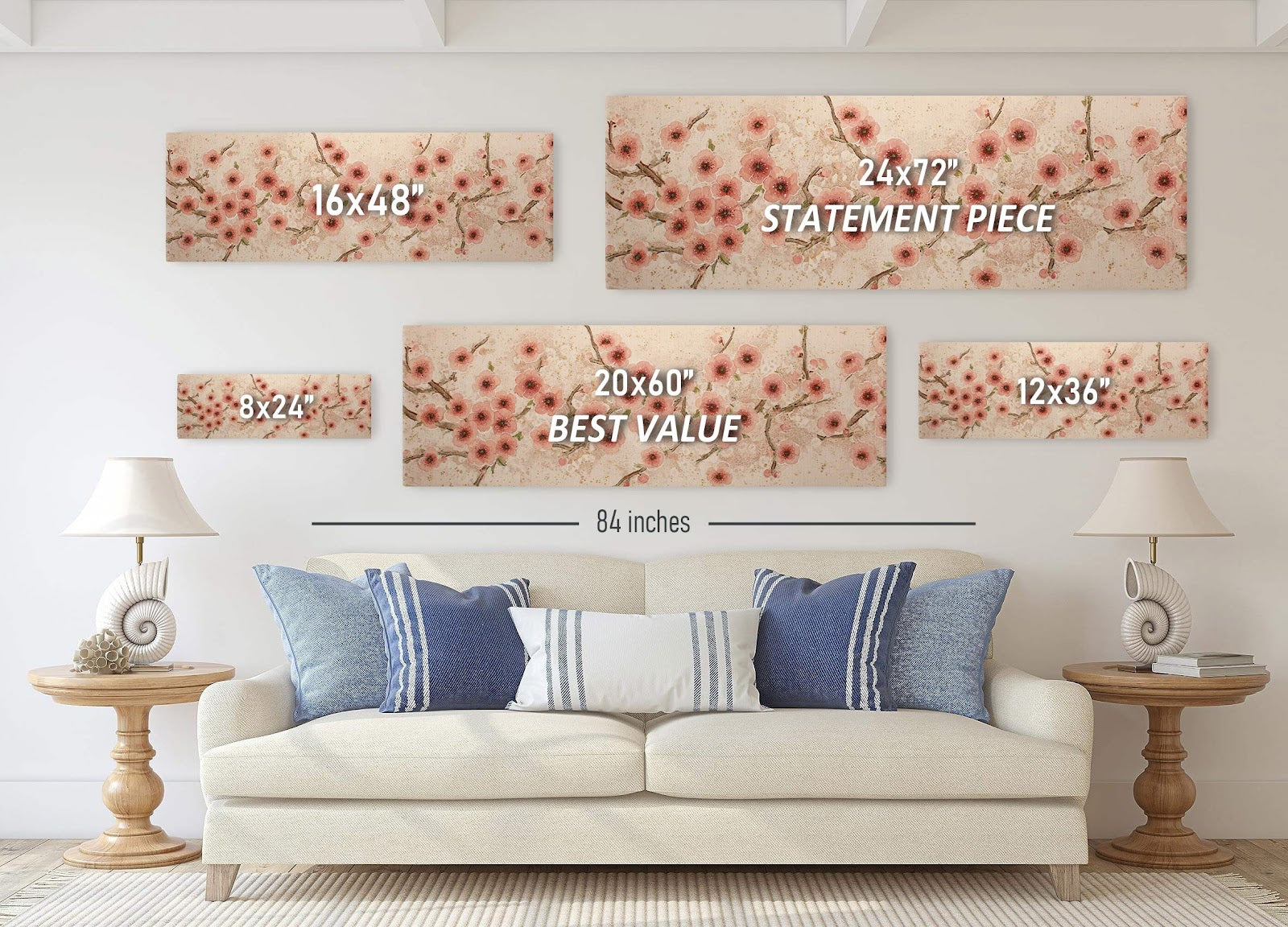 Canvas wall art in interior setting.
