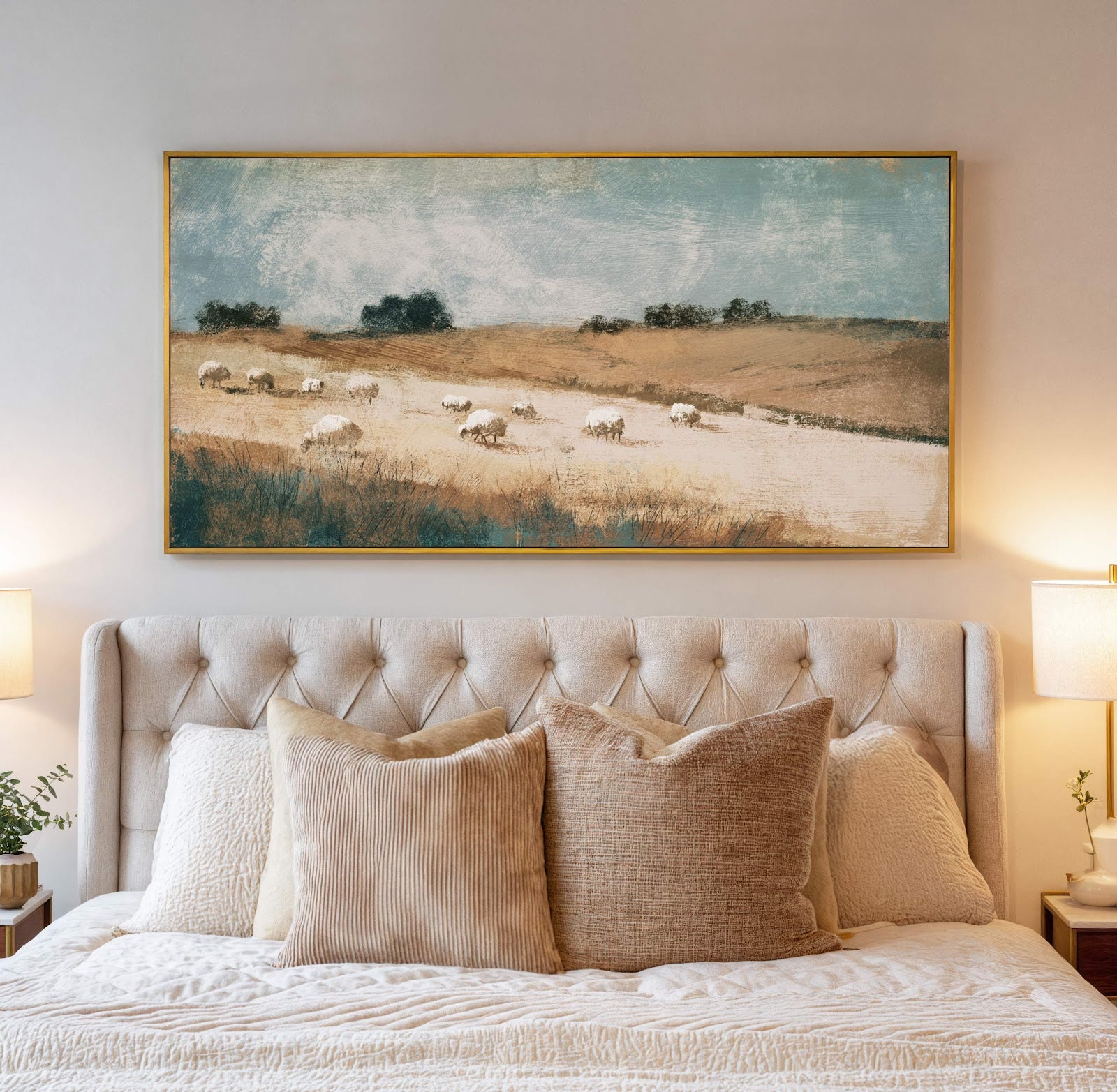 Canvas wall art in interior setting.