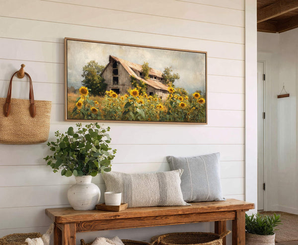 Canvas wall art in interior setting.