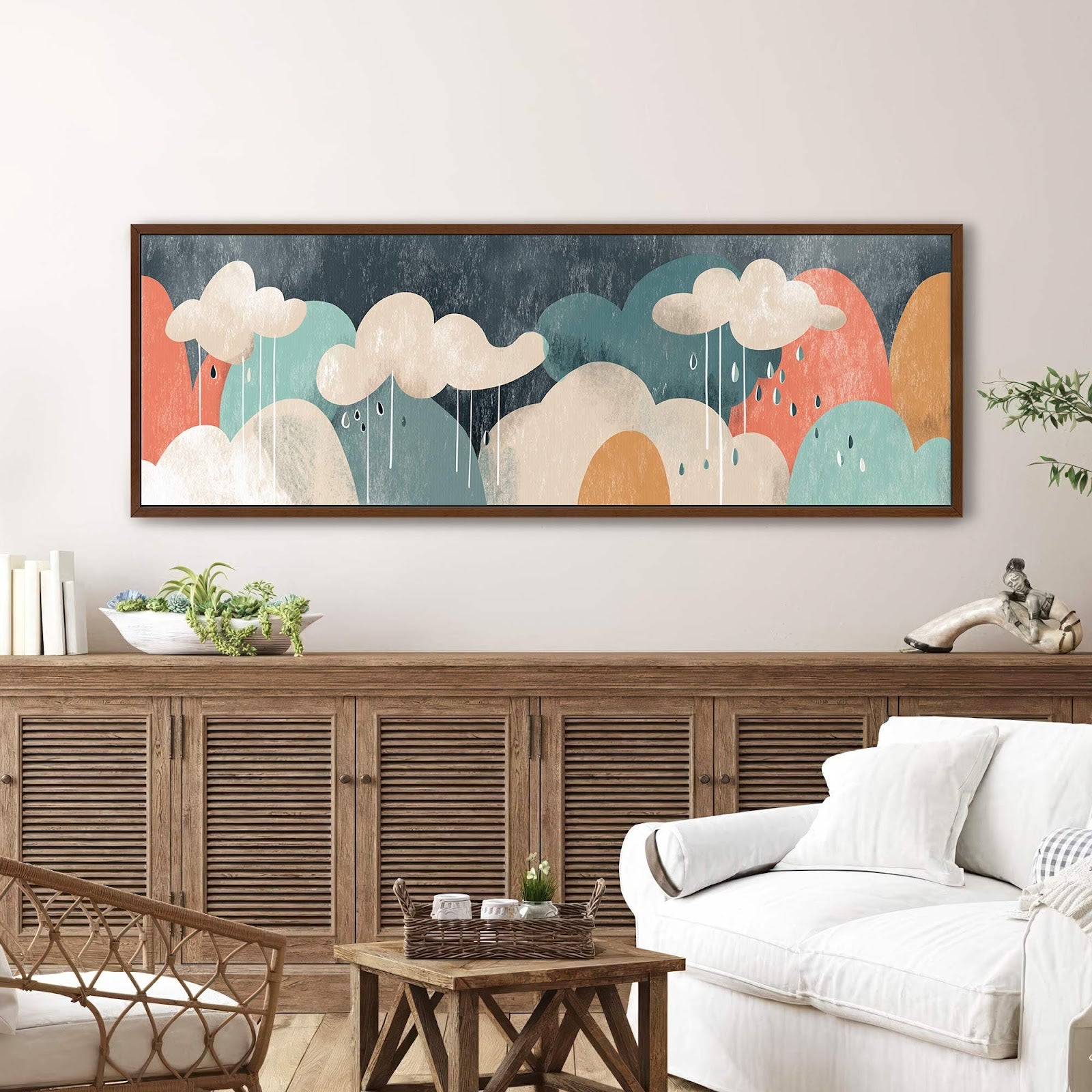 Canvas wall art in interior setting.