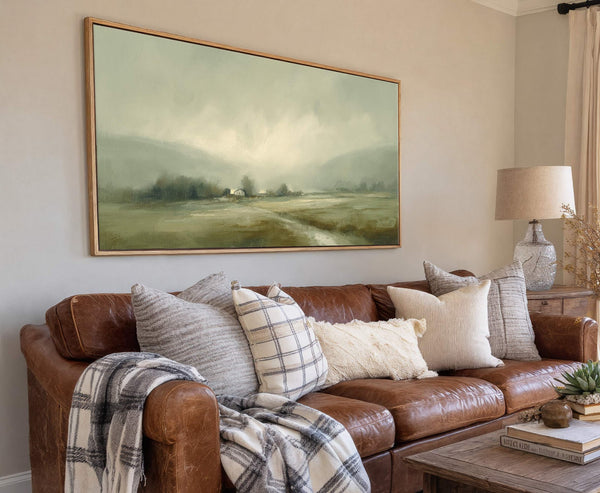 Canvas wall art in interior setting.