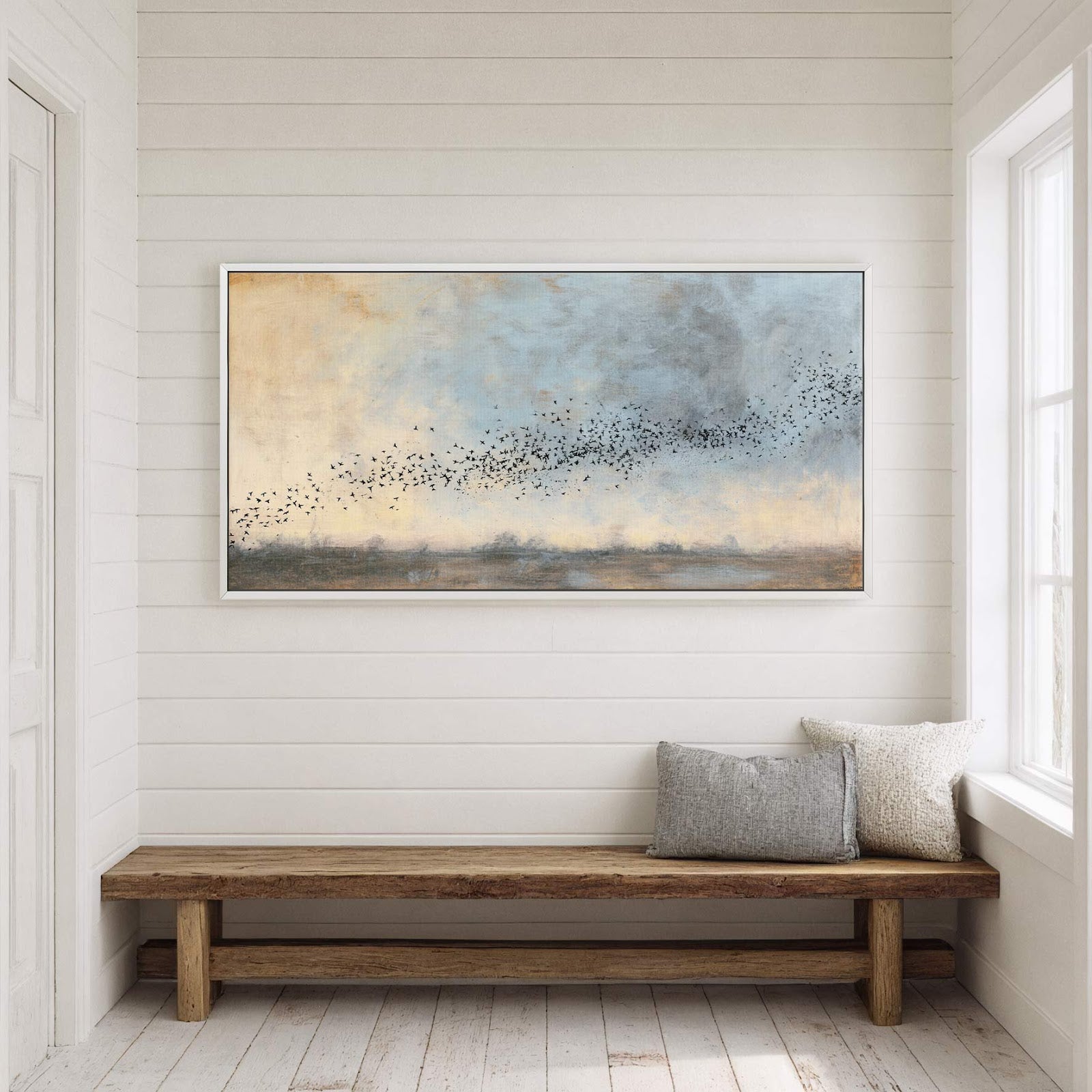 Canvas wall art in interior setting.