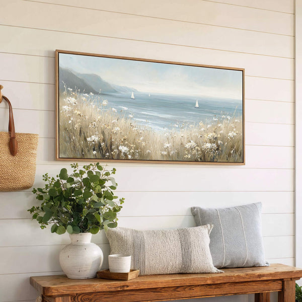 Canvas wall art in interior setting.