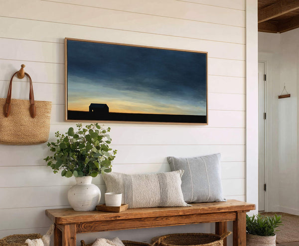 Canvas wall art in interior setting.