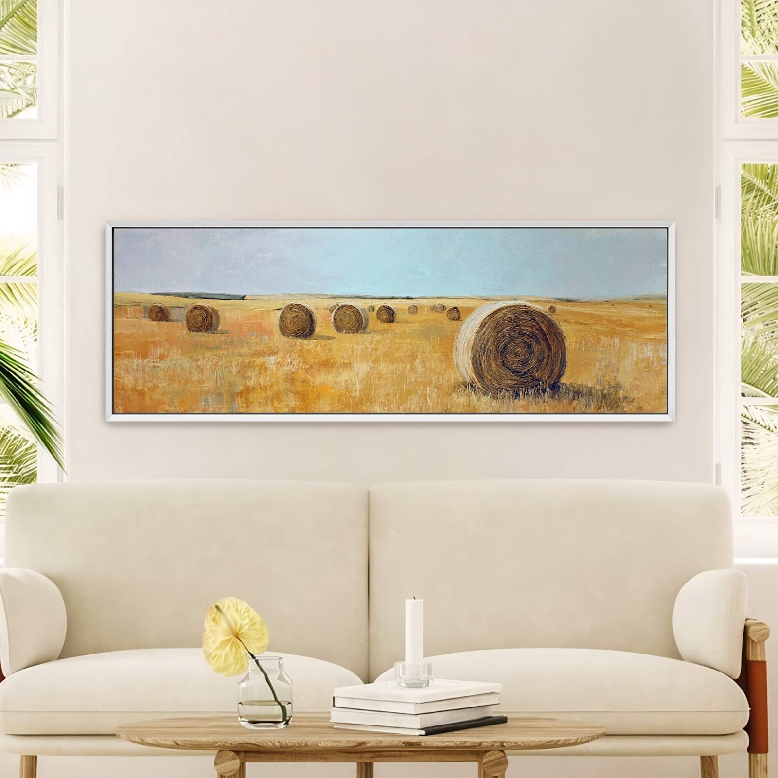 Canvas wall art in interior setting.