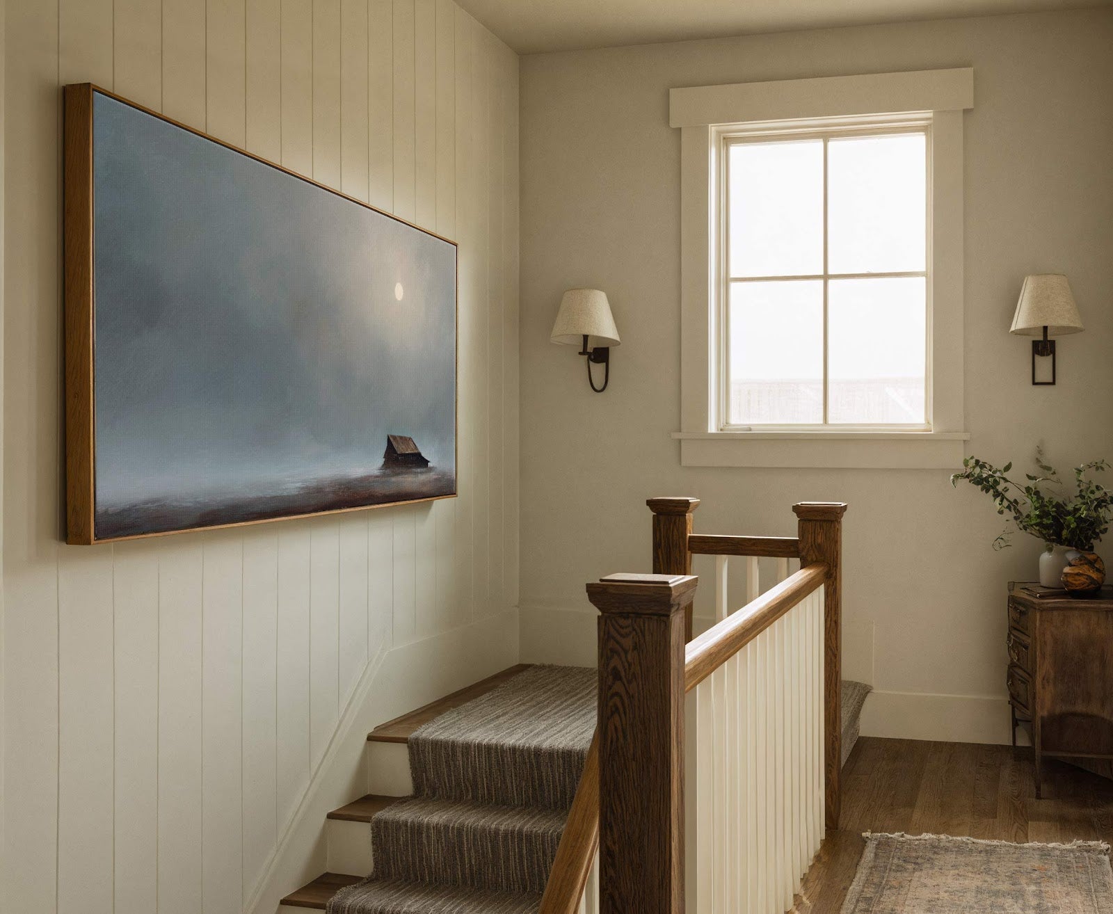 Canvas wall art in interior setting.
