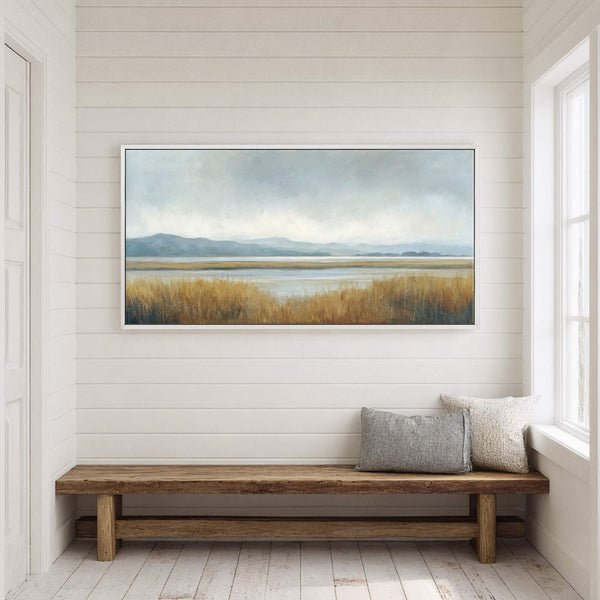 Canvas wall art in interior setting.