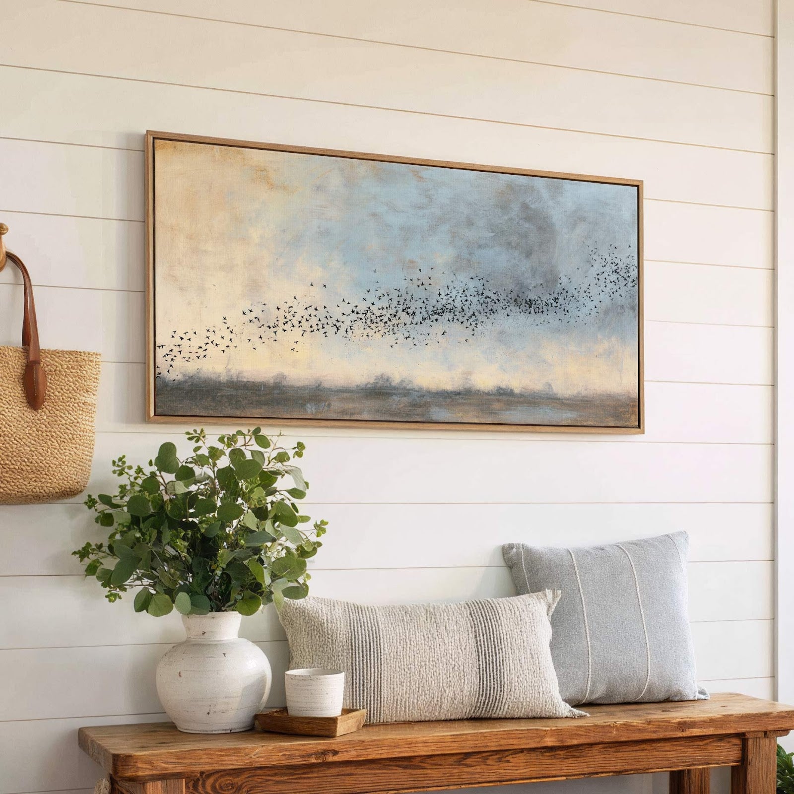 Canvas wall art in interior setting.