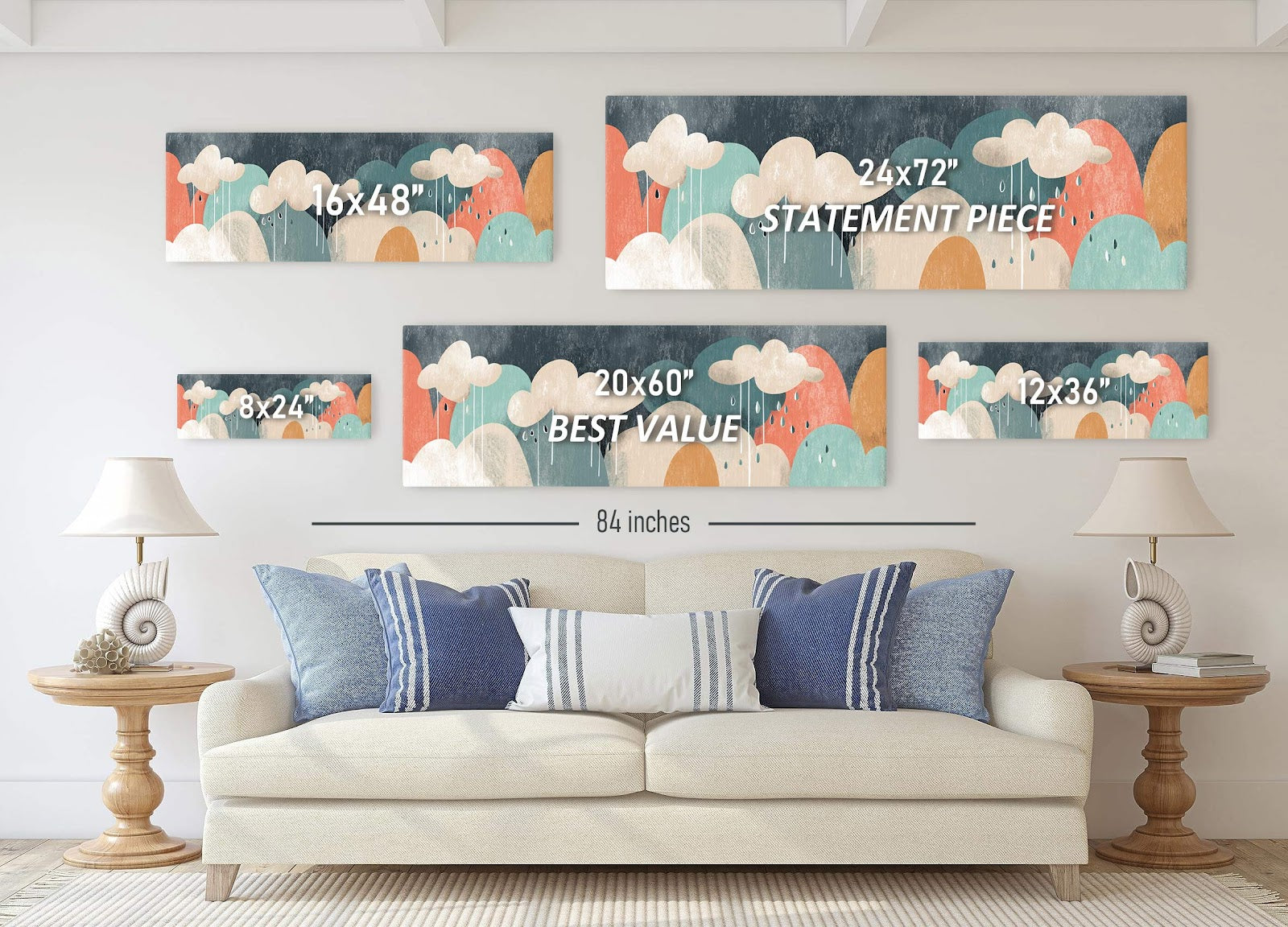 Canvas wall art in interior setting.