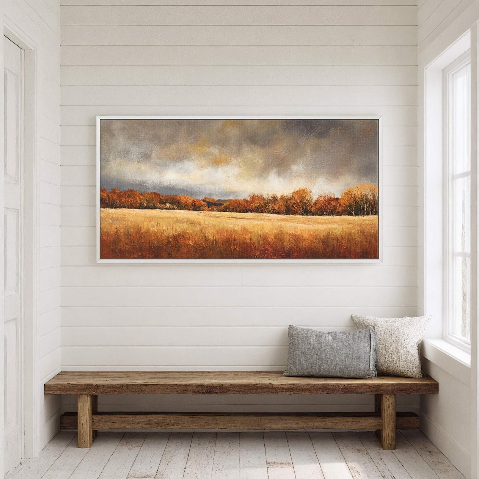 Canvas wall art in interior setting.