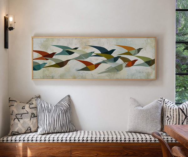 Canvas wall art in interior setting.