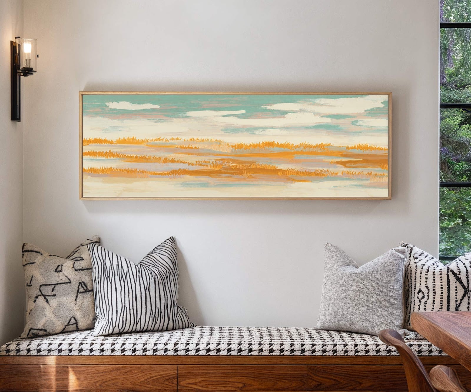 Canvas wall art in interior setting.