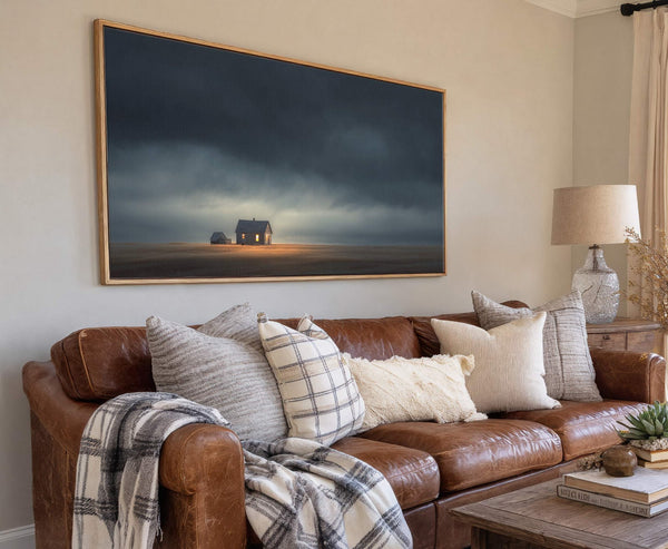 Canvas wall art in interior setting.