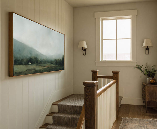 Canvas wall art in interior setting.