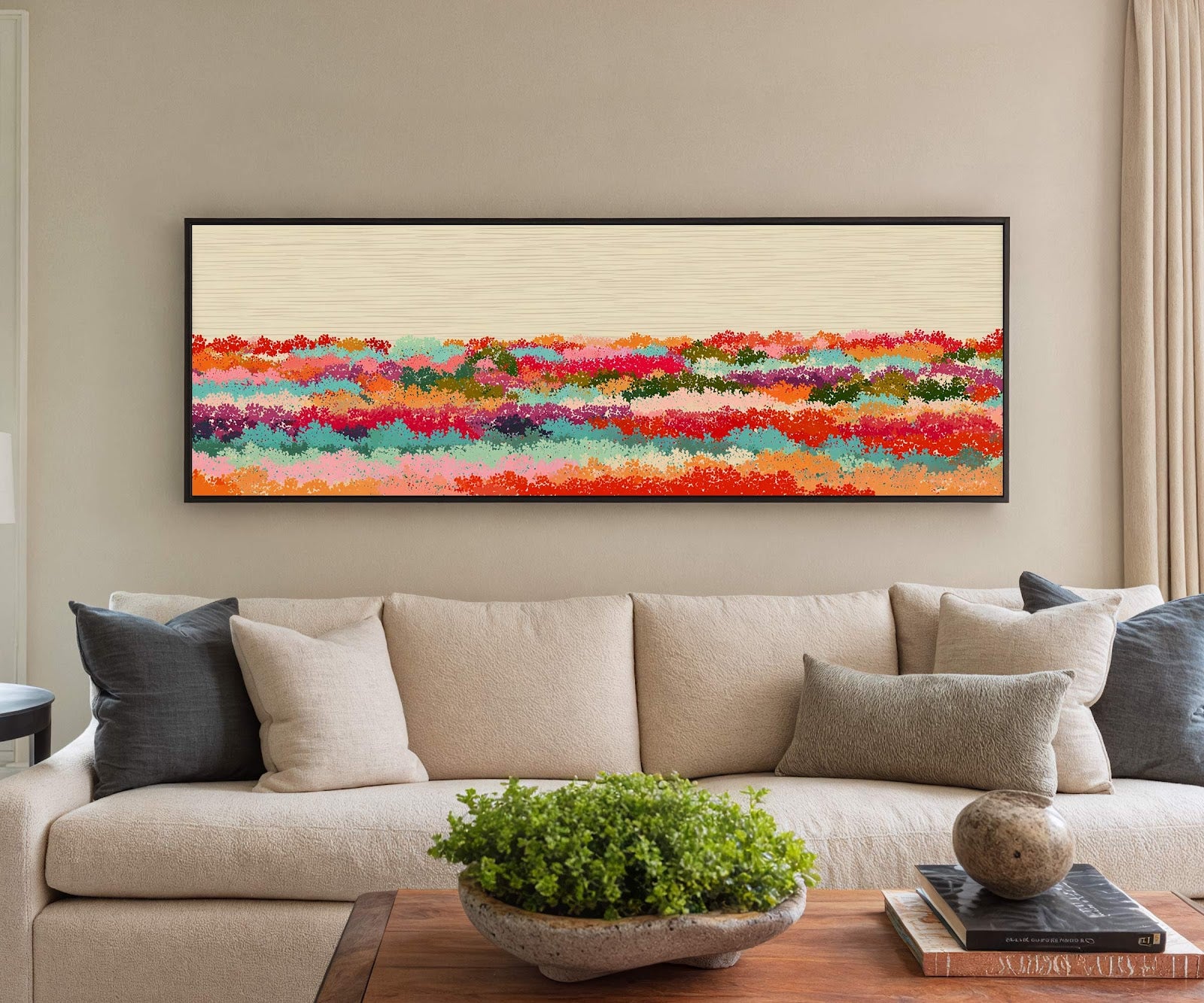 Canvas wall art in interior setting.