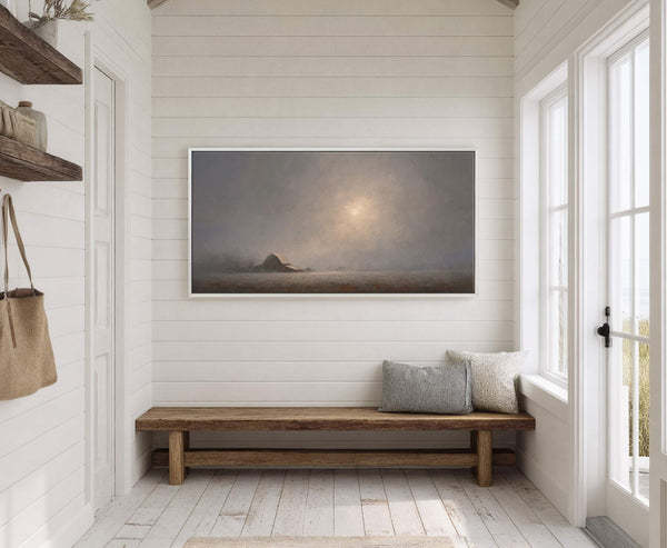 Canvas wall art in interior setting.