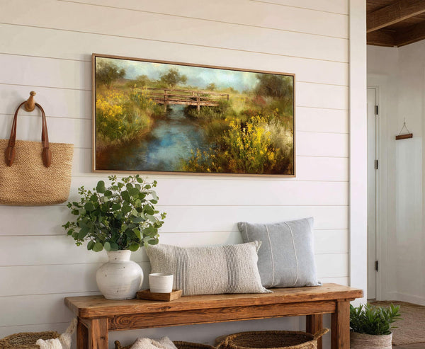 Canvas wall art in interior setting.