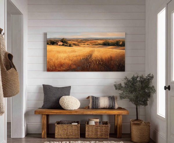Canvas wall art in interior setting.