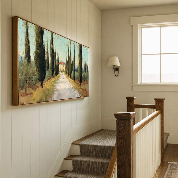 Canvas wall art in interior setting.